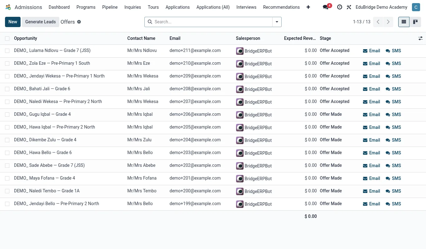 Offers, acceptance & waitlist