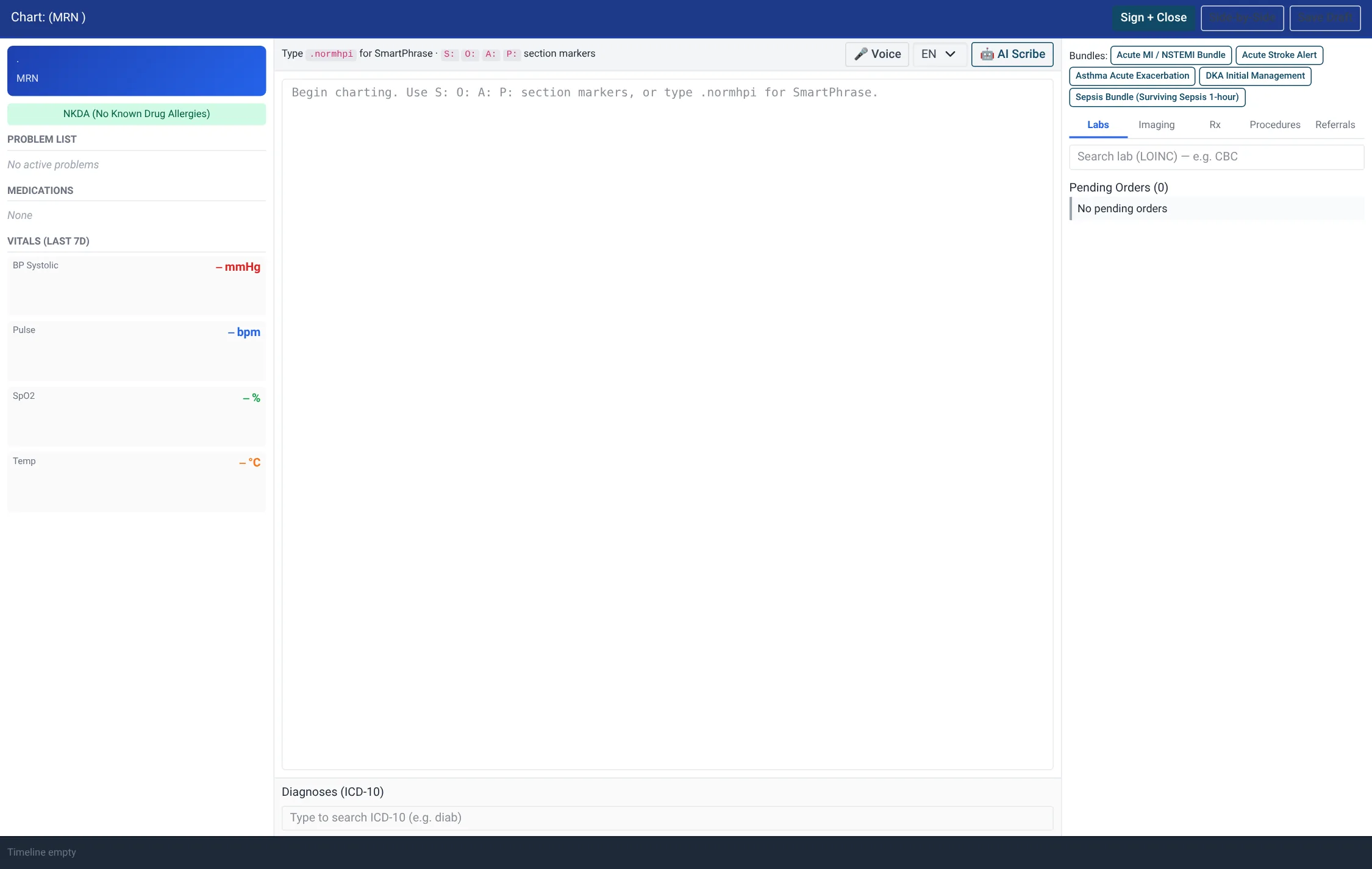 The Chart Desktop clinician workspace