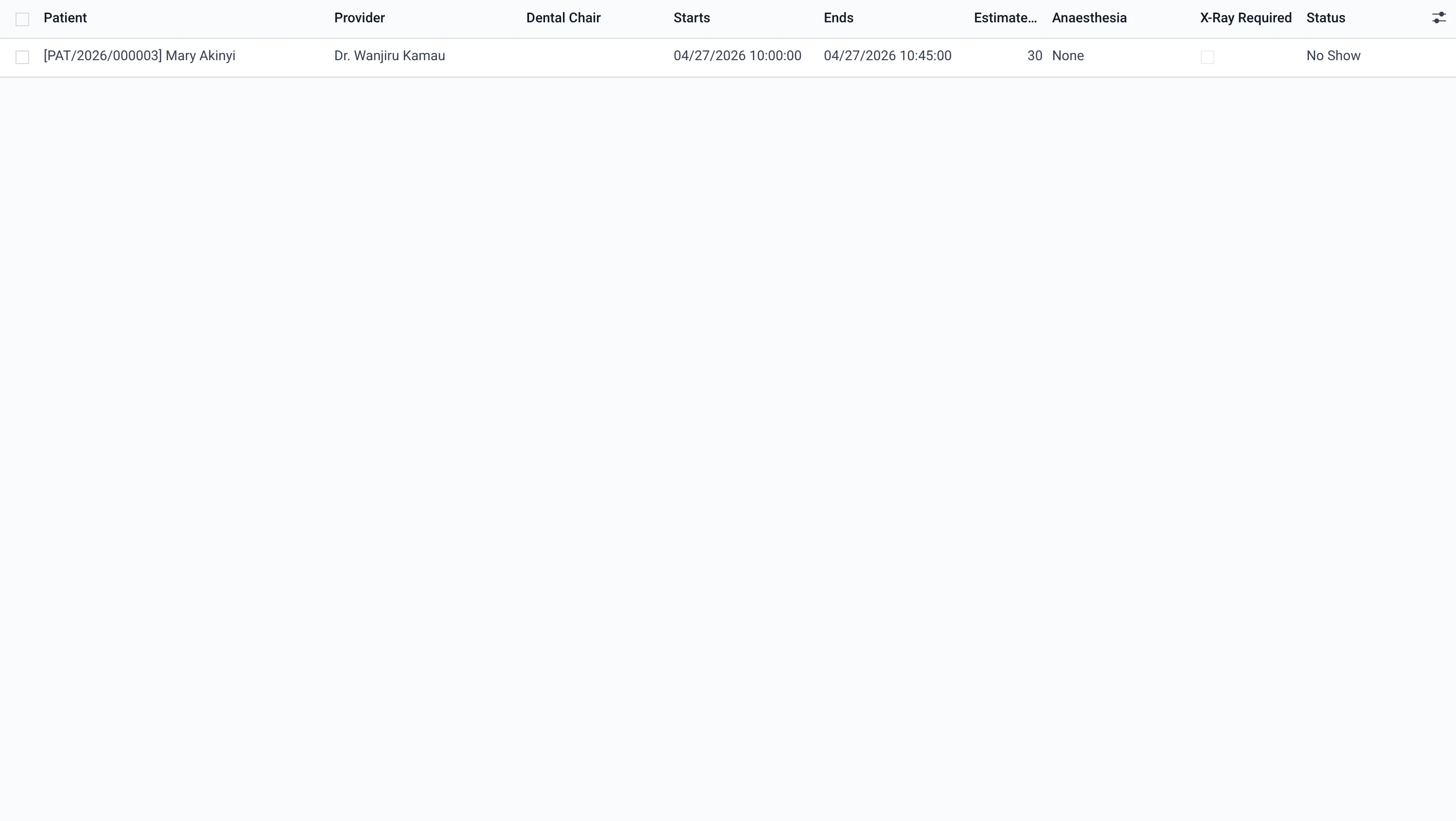 Dental clinic — charting and procedures