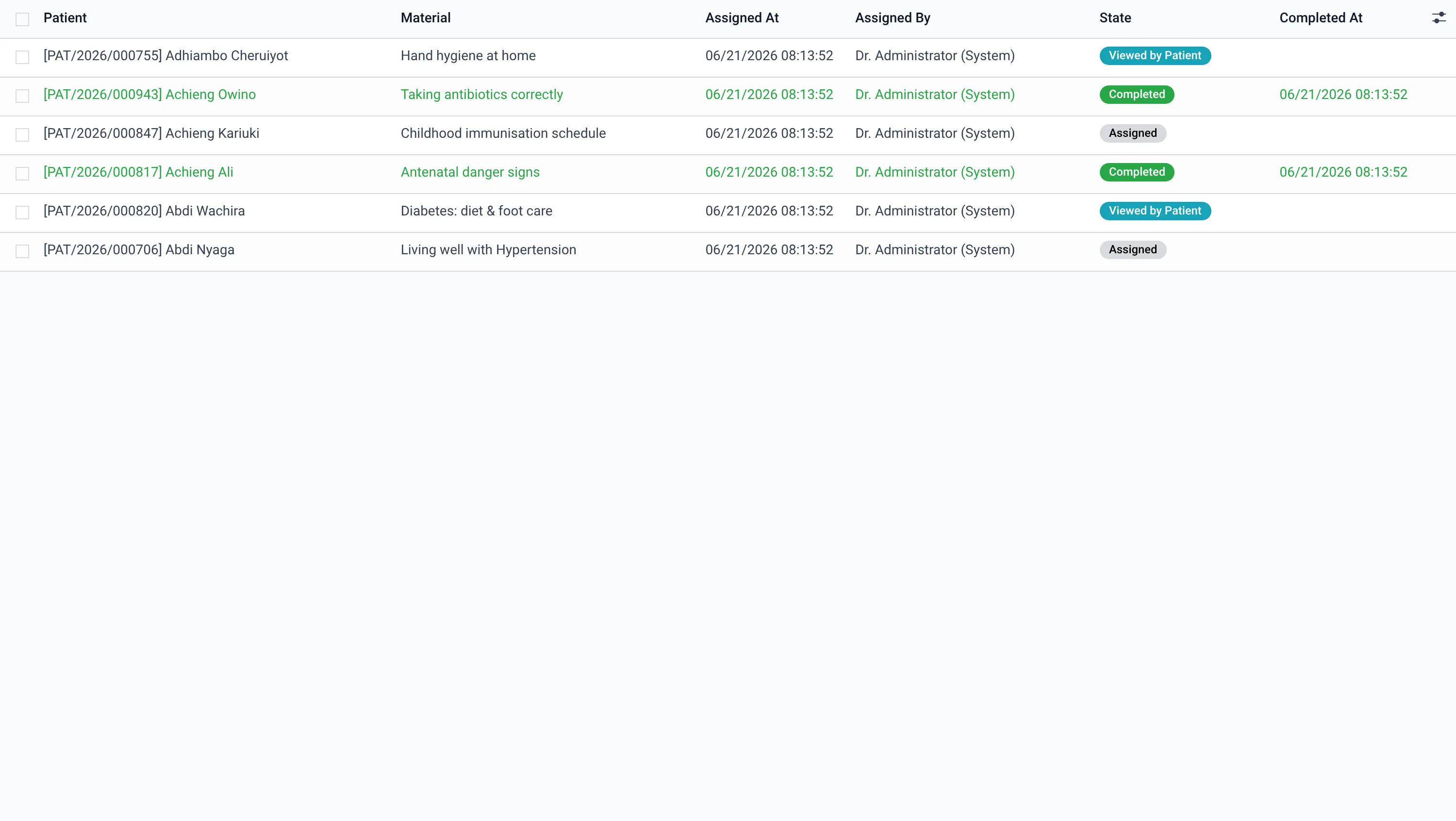 Patient-education assignments with engagement tracking