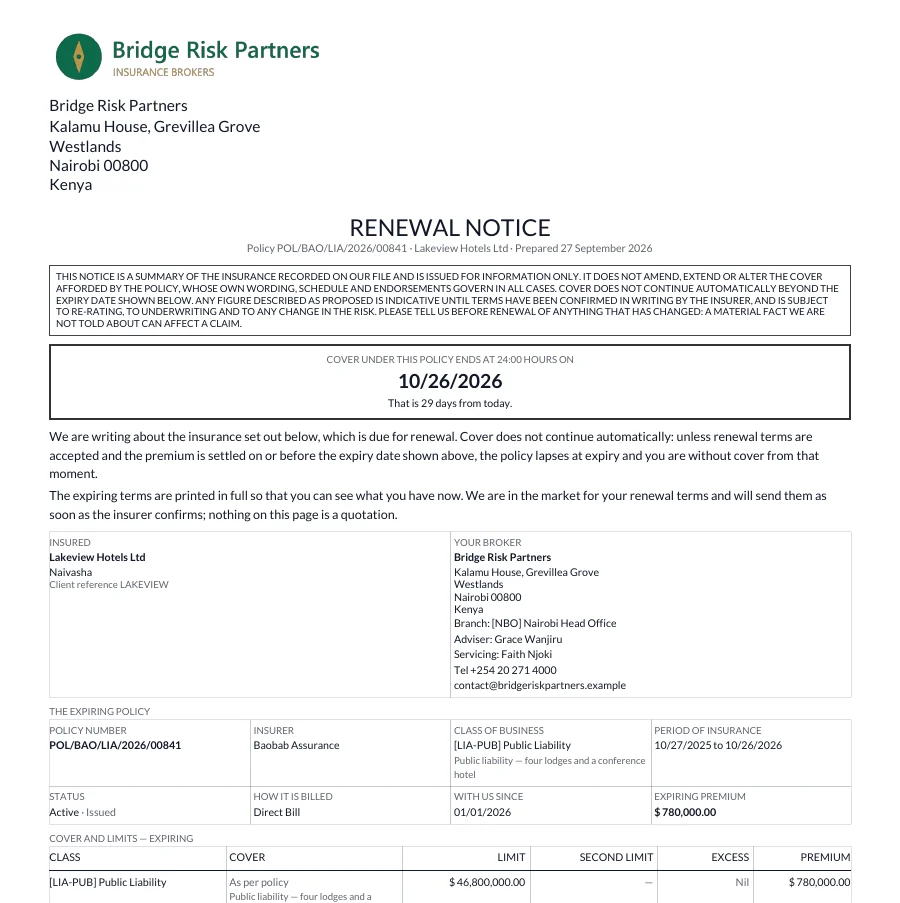 Renewal notice