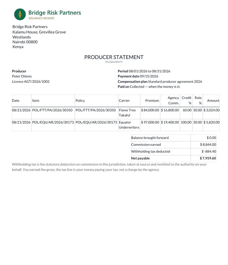 Producer statement
