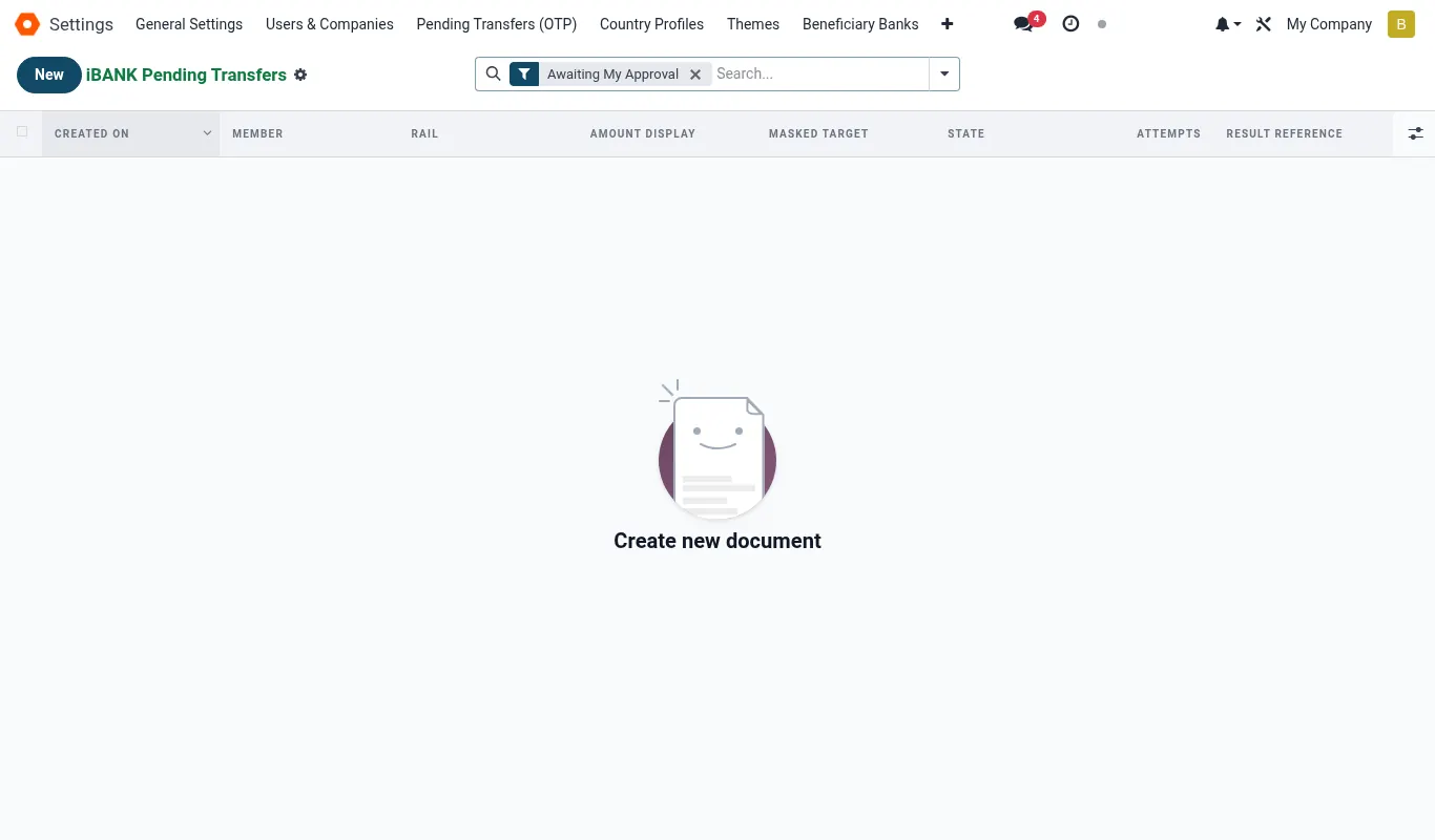iBANK pending transfers