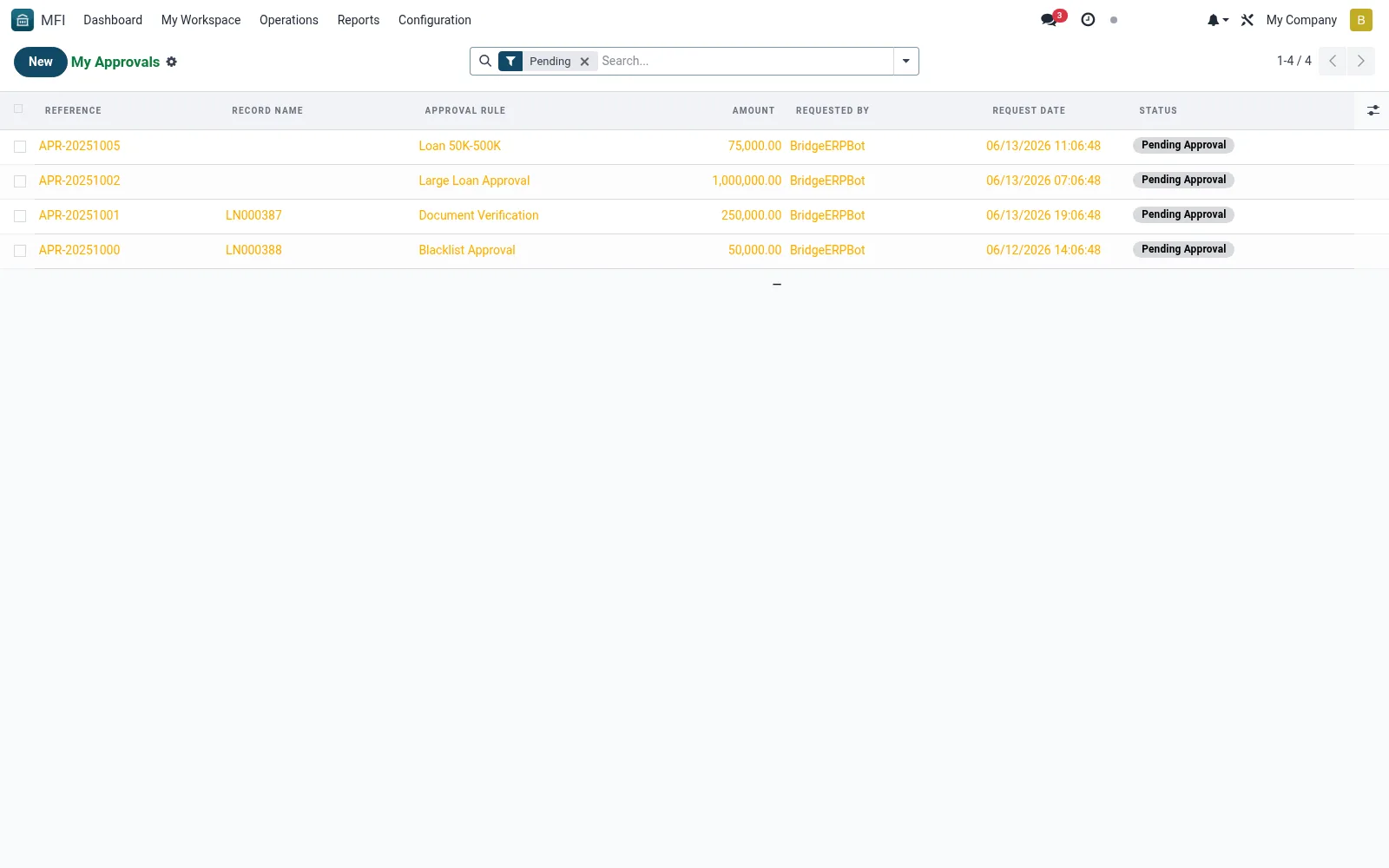 My Pending Approvals