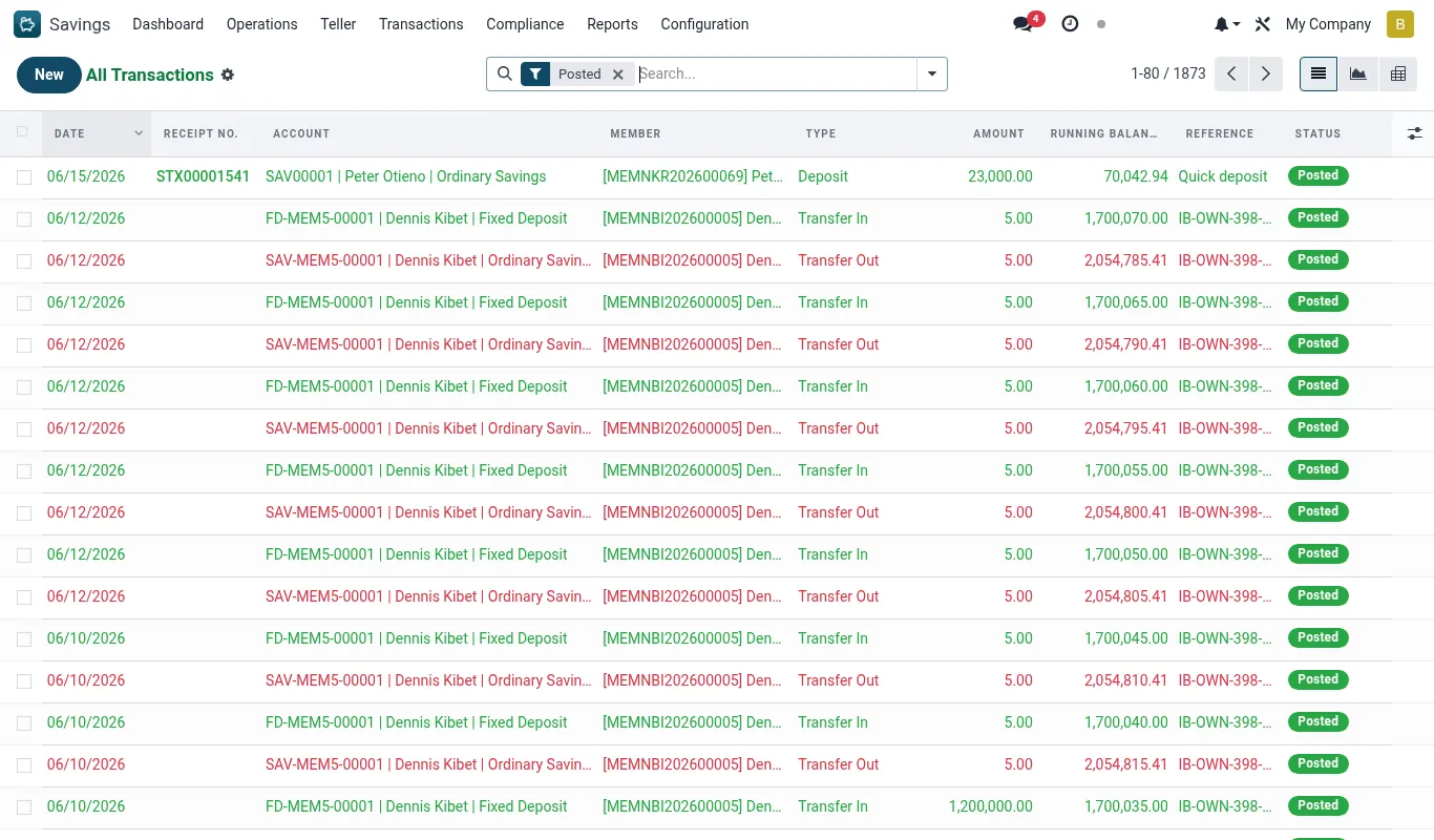 Quick teller transactions
