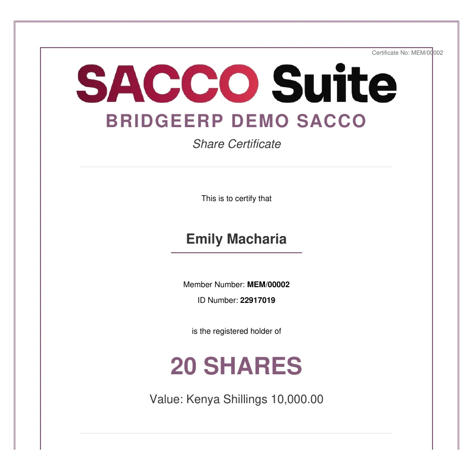 The share certificate