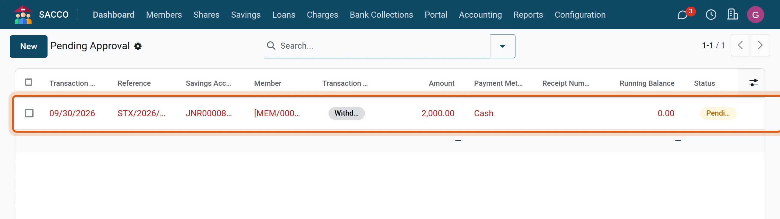 Open the withdrawal