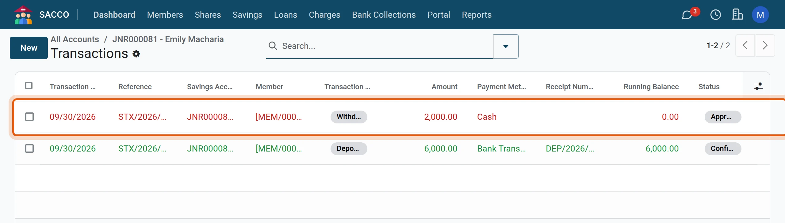 Find the approved withdrawal